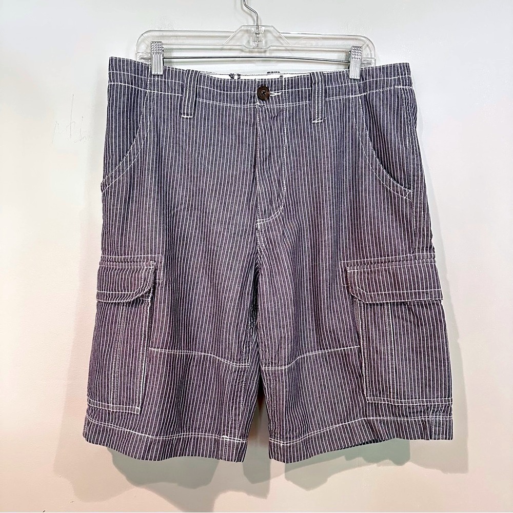 Boden Cargo Shorts Mens 36 Blue White Pinstripe Coastal Utility Gorpcore Summer‎